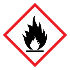 Flammable CLP hazard symbol. Diamond shape red border and white background. Perfect for backgrounds, backdrop, sign, icon, symbol, poster, sticker, label and wallpapers.