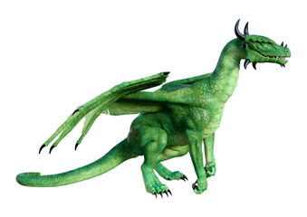 3D Rendering Fairy Tale Dragon on White