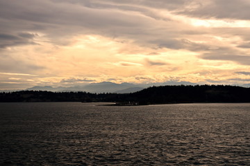 Various panoramic night views of the coastline and Commencement Bay. Sinrise and sunset. Tacoma,...