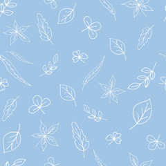 Cute seamless pattern from hand-drawn leaves.