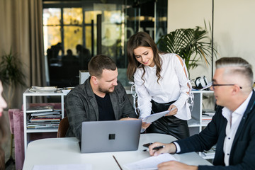 Group of business people brainstorming together in the meeting room. Team work
