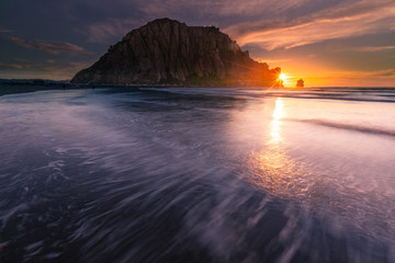 Morro Rock in Morro Bay beach, California, United States.