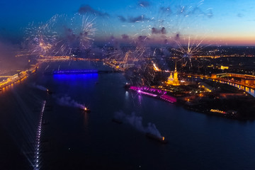 Salute Scarlet Sails. The festive salute is grandiose. Fireworks