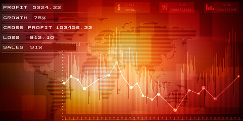 2d rendering Stock market online business concept. business Graph 