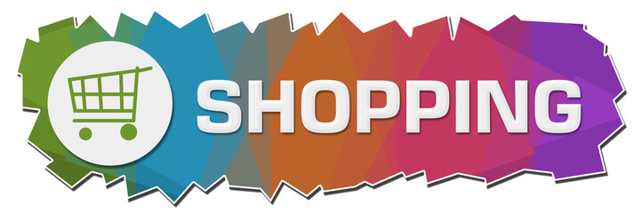 Shopping Colorful Background Symbol Cutout Horizontal 
