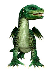 3D Rendering Fairy Tale Dragon on White