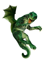 3D Rendering Fairy Tale Dragon on White