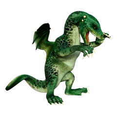 3D Rendering Fairy Tale Dragon on White