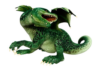 3D Rendering Fairy Tale Dragon on White