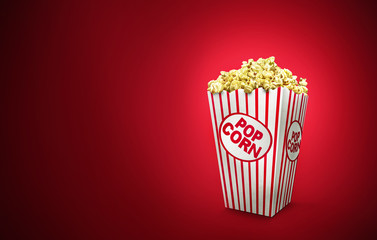 Popcorn on Red background