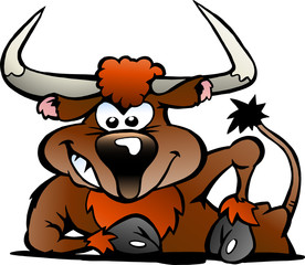 Vector Cartoon illustration of a Angry Bull