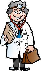 Vector Cartoon illustration of a Clever Professor or Doctor