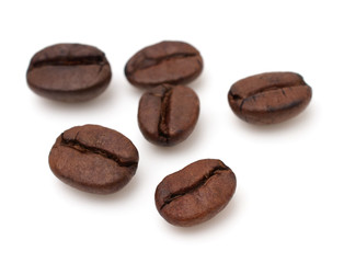 coffee beans isolated on the white background.