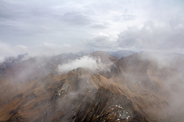 Fagaras mountain range in atmospheric weather