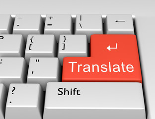 Word Translate is written on a computer keyboard. Conceptual image on a computer key Enter