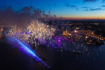 Salute Scarlet Sails. The festive salute is grandiose. Fireworks