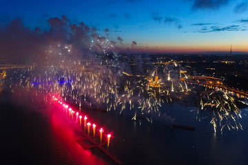 Salute Scarlet Sails. The festive salute is grandiose. Fireworks