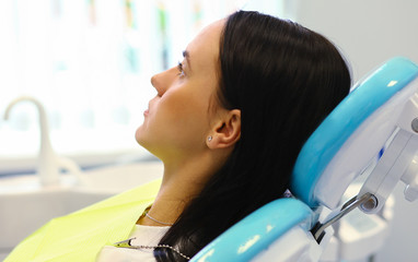 Healthy teeth patient at dentist office dental caries prevention