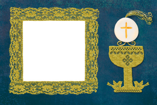 First holy communion vintage photo frame cards.