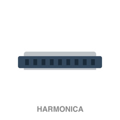 harmonica flat icon on white transparent background. You can be used black ant icon for several purposes.