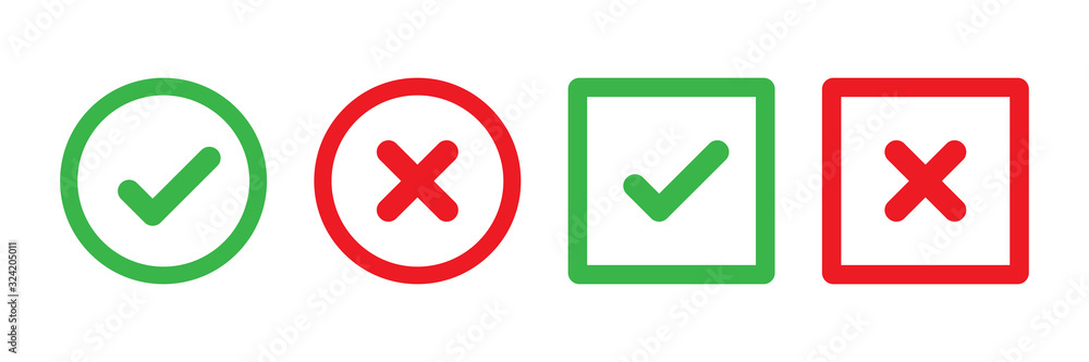Poster checkmark cross on white background. isolated vector sign symbol. checkmark icon set. checkmark righ