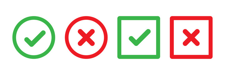 Obraz premium Checkmark cross on white background. Isolated vector sign symbol. Checkmark icon set. Checkmark right symbol tick sign. Flat vector icon. Test question.