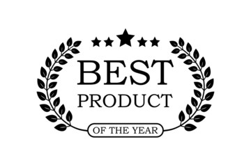 Best product of the year premium label design. Ribbon award icon isolated white background. Bestseller, badge, medal, guarantee quality product, business certificate 