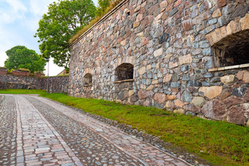 Helsinki. Finland. The Fortress Of Suomenlinna. Sveaborg. The Finnish fortress. Stone walls of the...