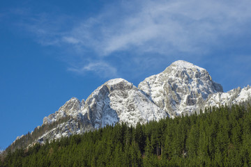 Winter landscape with beautiful high mountains in The Gesause National Park, in Styria region, Austria