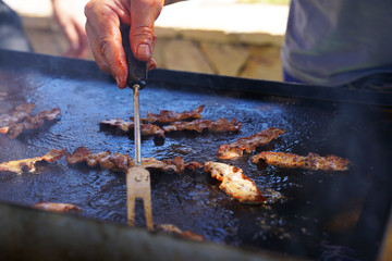 BBQ and grill in Novalja. Right on Zrce Beach. Delicious bacon crispy fried.