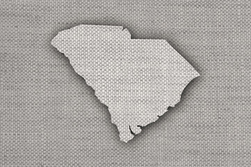 Karte von South Carolina auf altem Leinen