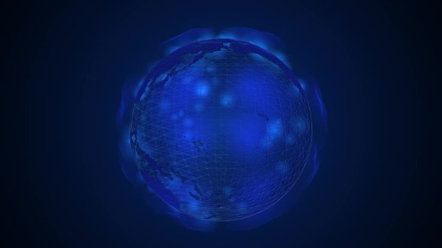 3D Earth animation with blue color 