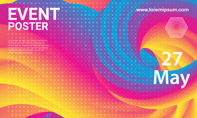 Event poster. Party background. Fluid flow.Vector