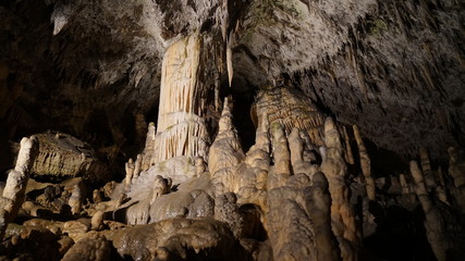 Postojna caves are beautiful. Cave landscapes in Adelsberg, Slovenia.