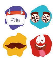 happy april fools day card with bundle icons