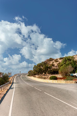 steep mountain asphalt road on the Greek island of Cyprus