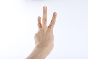 Naklejka premium Hand Sign Three