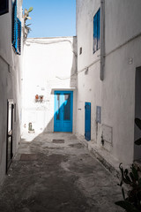 Historic center of white city of Ostuni in Puglia, in a day of August