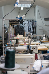sewing factory with sewing machines
