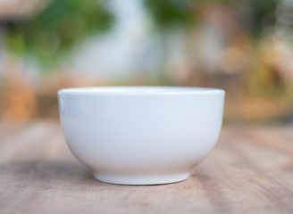 Close up a bowl on blur background.