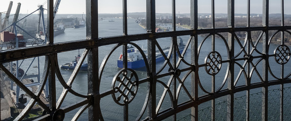 SEAPORT - The world viewed through the grille railing at the lighthouse