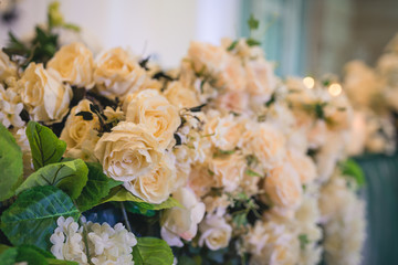 Wedding decor with white roses