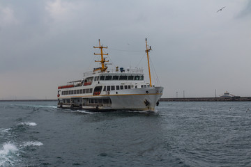 Fototapeta premium A passenger ferry plying the Bosphorus in Istanbul. Turkey