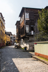 Fototapeta na wymiar Narrow street in Istanbul's historic district. Turkey