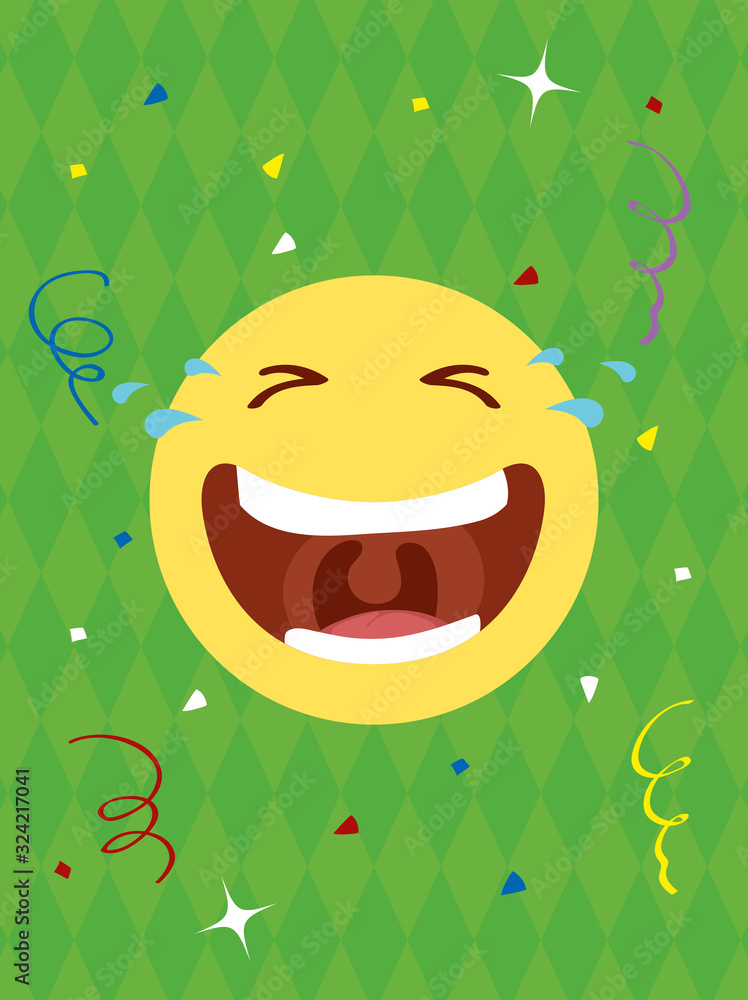 Wall mural happy april fools day card with emoji crazy face