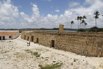 Architecture detail of Forte Orange on Itamaracá beach in Brazil