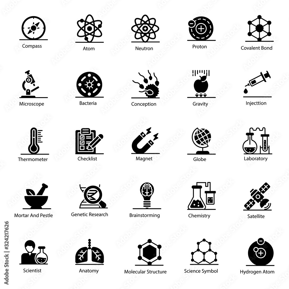 Canvas Prints pack of science solid icons