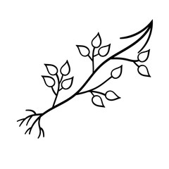 Arrow with leaves.Vector illustration in Doodle style. Isolated object on a white background.Template for business projects, infographics, gift card.