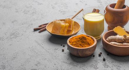 Ayurvedic drink golden almond milk or pumpkin turmeric latte