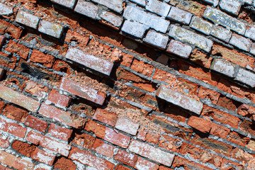 Close up brick wall sprinkled